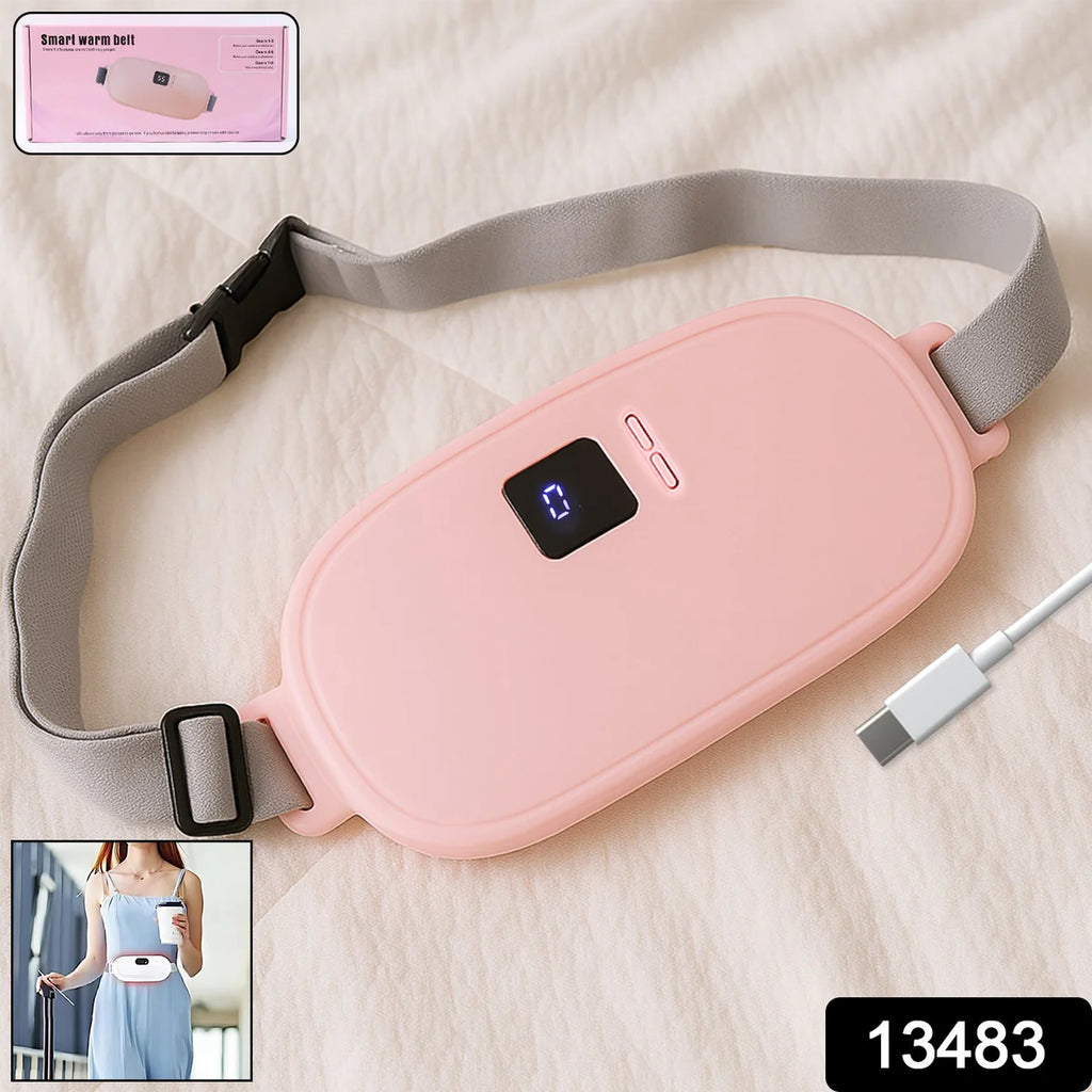 Rechargeable Smart Warm Palace Belt With Heating and vibrating Relieve Period Cramp Pain Menstrual Waist Belt for Cramp Period Care, Period Massager (1 Pc)